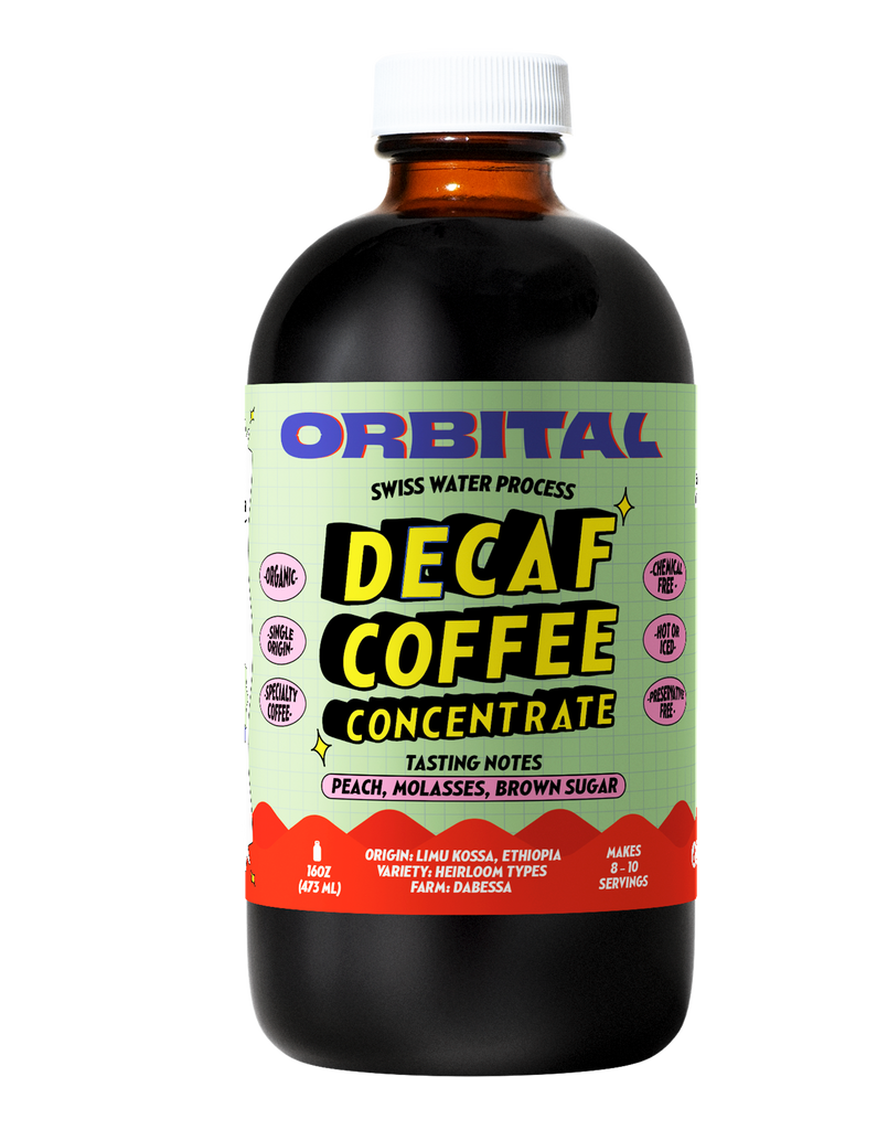 Decaf Cold Brew Coffee Concentrate made with Organic and Chemical-Free Swiss Water processed coffee beans from Ethiopia. 