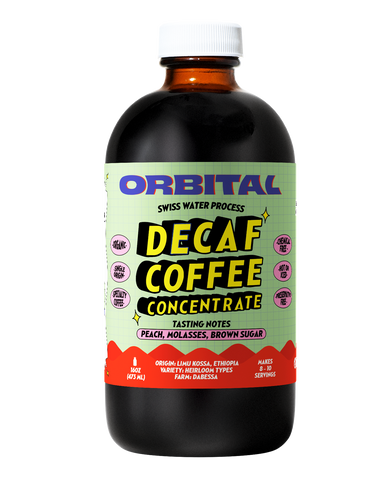 Decaf Cold Brew Coffee Concentrate made with Organic and Chemical-Free Swiss Water processed coffee beans from Ethiopia. 