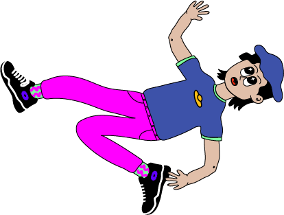 Person beign abducted by an ovni with pink pants and a purple t-shirt